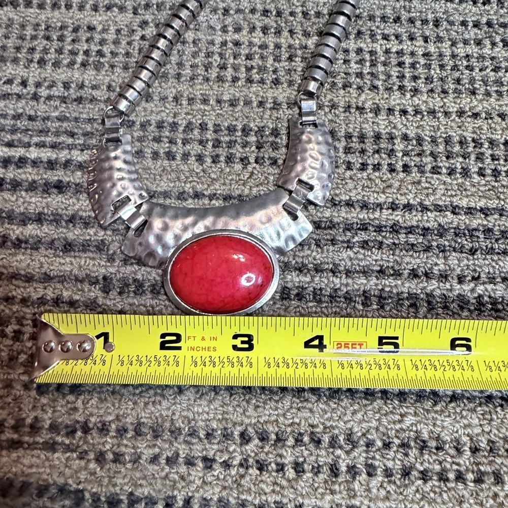 Women’s Mirabella Red Stone Silver-Tone Necklace & Earrings Set - Picture 8 of 8
